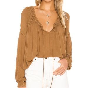 Free People Banda Blouse in Ginger Snap